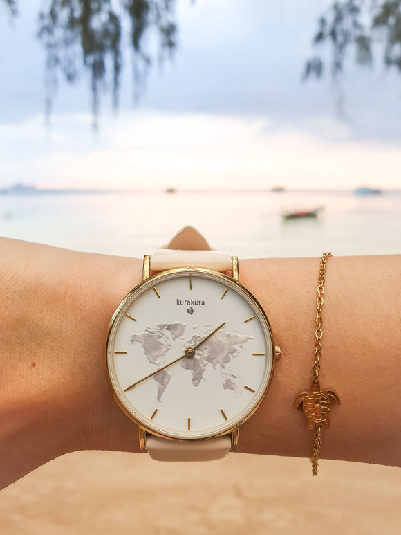 World Traveller Flachsmann Uhren Weltkarte Kurakura Einzigartiger